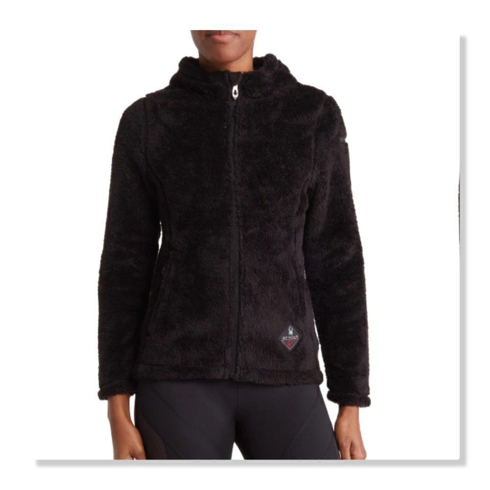 NEW! Spyder 'Nick' Shaggy Fleece Hooded Jacket - size Medium in Black